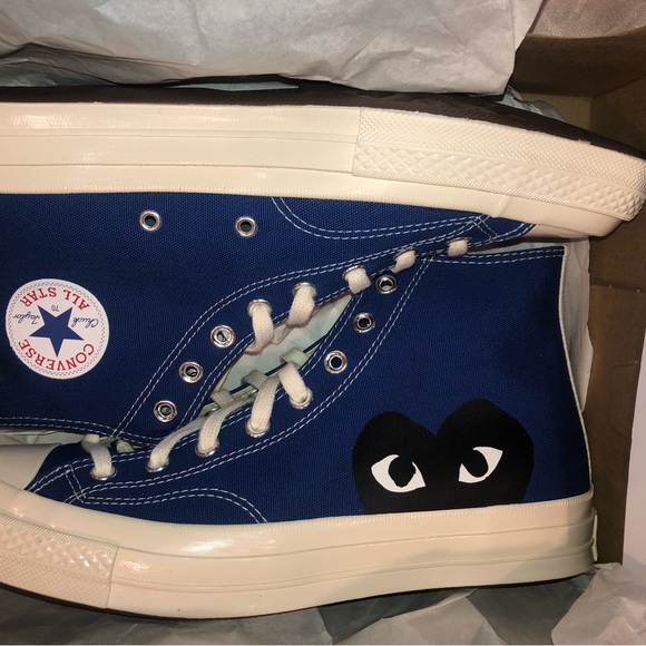 Converse Comme De Garçon Blue High-Tops with Heart Design